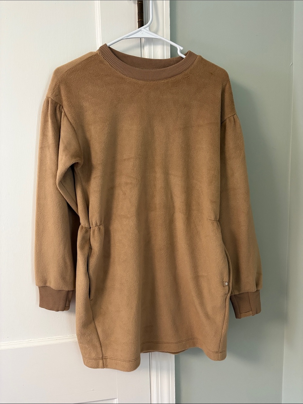 NWT‎ Athleta Girls' Crewneck Pullover Dress in Camel Brown Cozy Karma Large 12